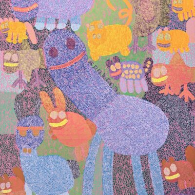 The horse is having a chillin' day because it's with the animal (48x60")